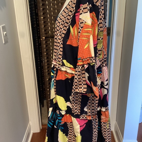 Swing A- Line V Neck  knee Length Dress (;Size: X- Large) ( Color: Multi) - Picture 5 of 9